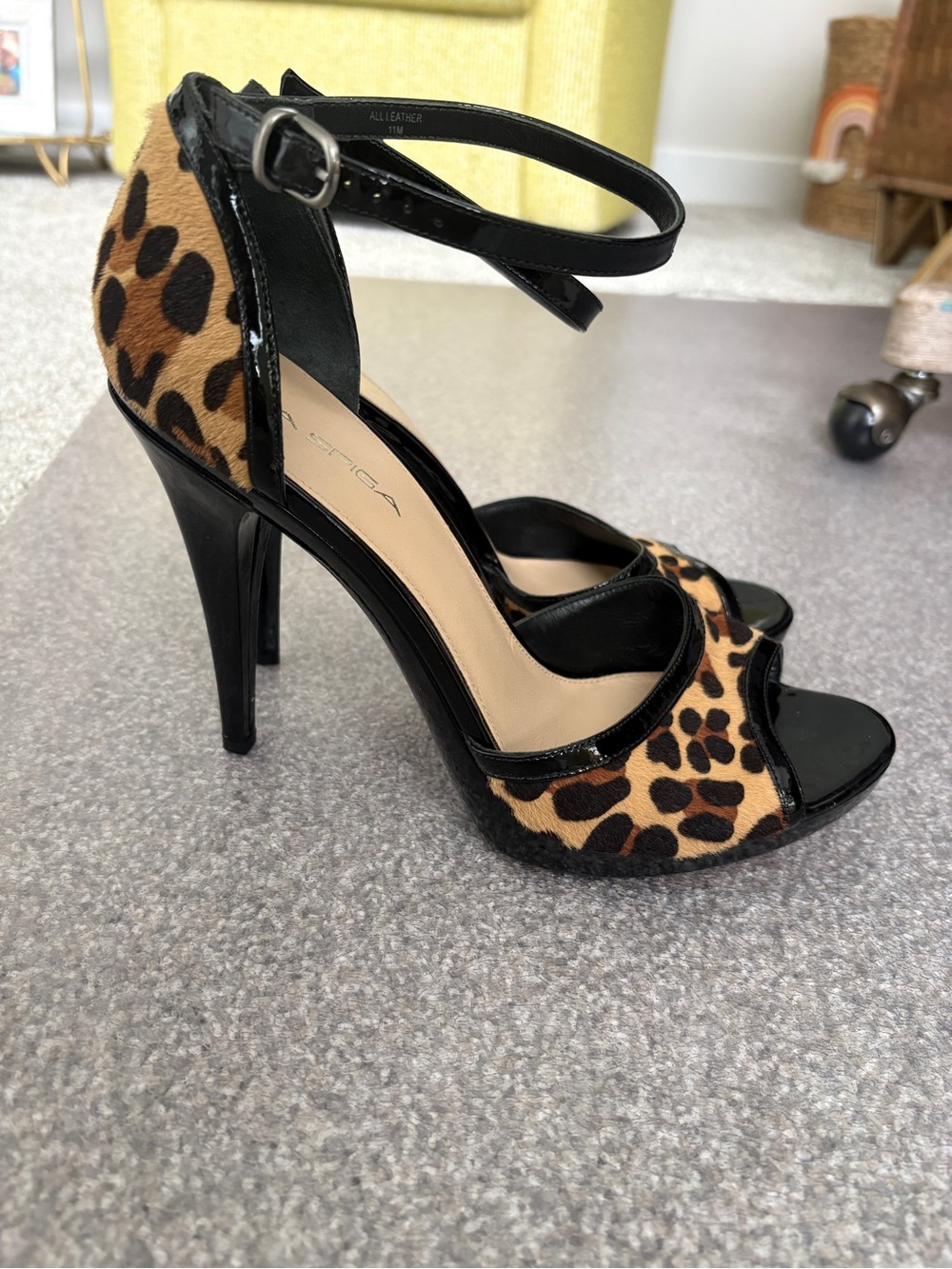 Via Spiga Cheetah print leather Stiletto Heels Size 11 NEW